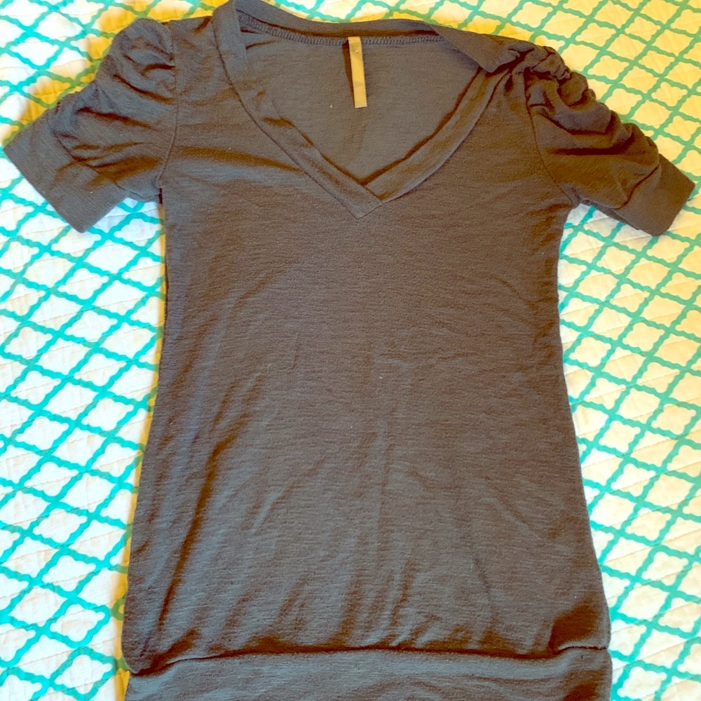 Ruched Sleeve Sheer Top